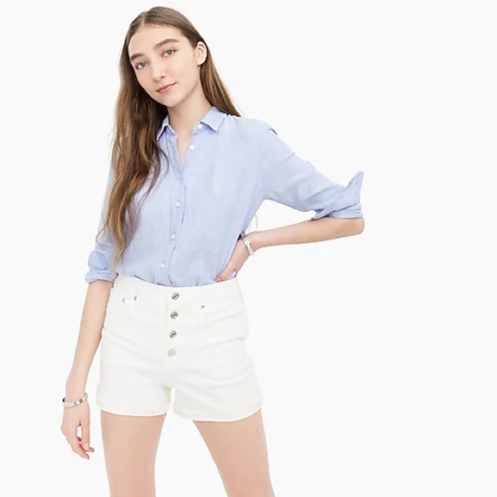 J.Crew High Waisted White Jean Shorts